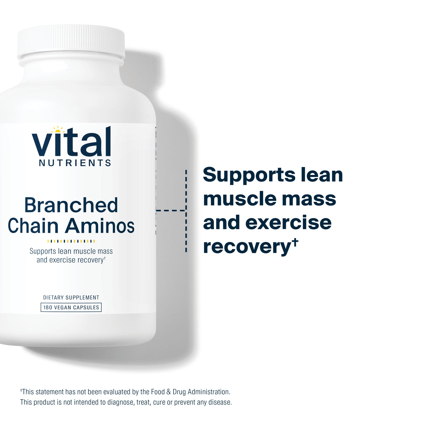 Vital Nutrients - Branched Chain Aminos - Blend of L-Leucine, L-Isoleucine, L-Valine, and L-Lysine HCl Amino Acids - 180 Vegetarian Capsules per Bottle