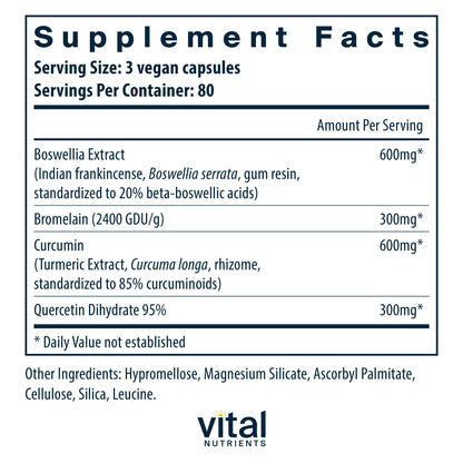 Vital Nutrients - BCQ (Bromelain, Curcumin and Quercetin) - Herbal Support for Joint, Sinus and Digestive Health - 240 Capsules