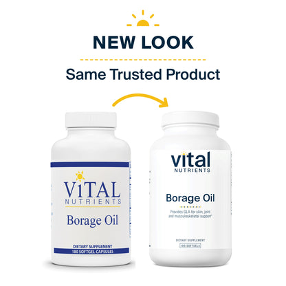 Vital Nutrients - Borage Oil - High Dose of GLA, Essential Omega 6 Fatty Acid - Cartilage, Joint, and Nerve Support - 180 Softgels