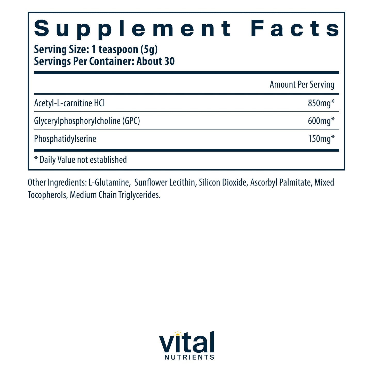 Vital Nutrients - Vital Brain Powder - Support for Brain Health and Cognitive Function - Vegetarian - Unflavored - 150 Grams