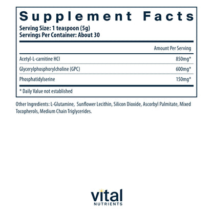 Vital Nutrients - Vital Brain Powder - Support for Brain Health and Cognitive Function - Vegetarian - Unflavored - 150 Grams