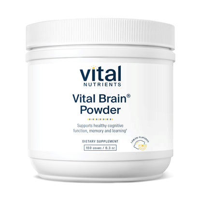Vital Nutrients - Vital Brain Powder - Support for Brain Health and Cognitive Function - Vegetarian - Natural Lemon Flavor - 180 Grams