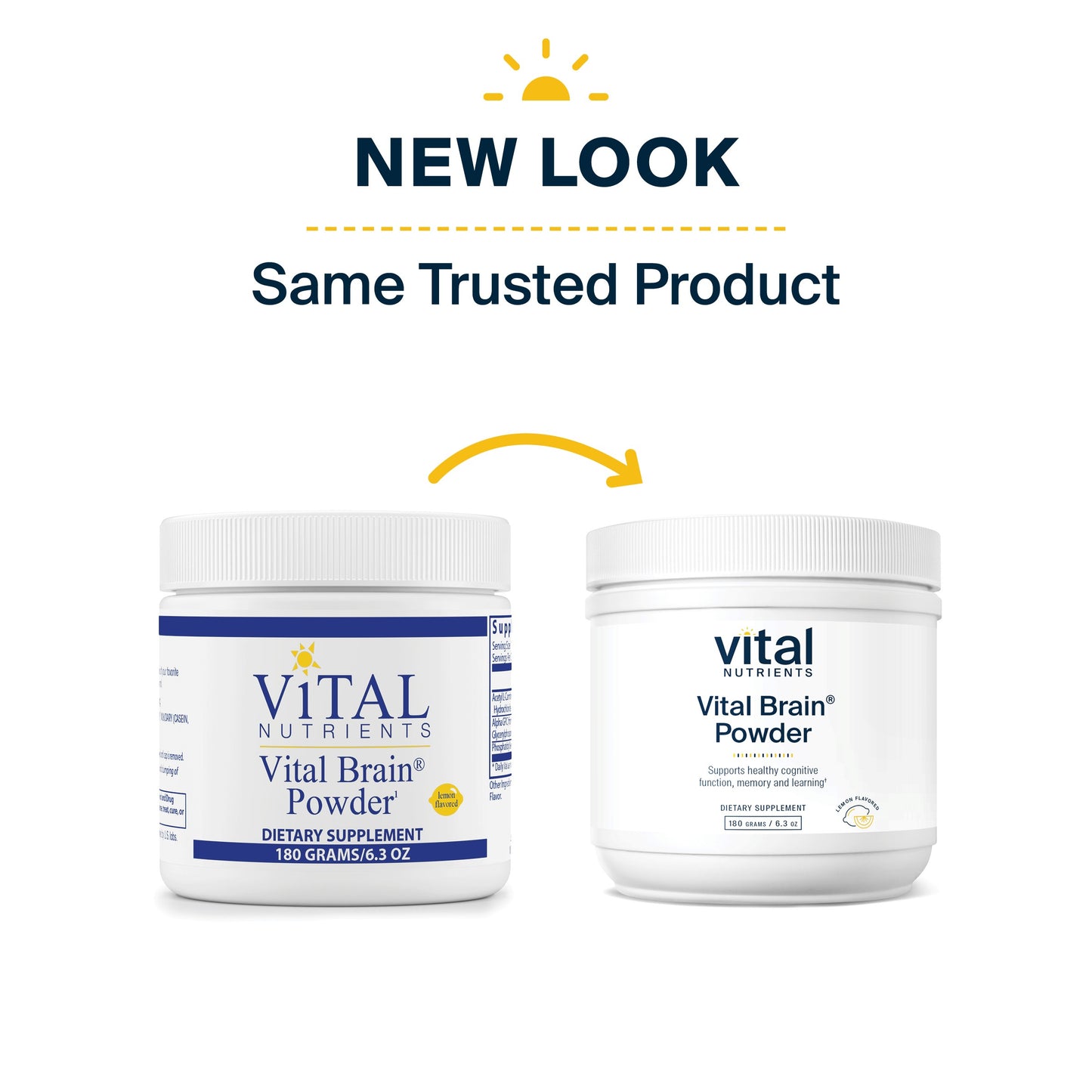 Vital Nutrients - Vital Brain Powder - Support for Brain Health and Cognitive Function - Vegetarian - Natural Lemon Flavor - 180 Grams