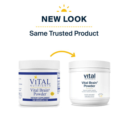 Vital Nutrients - Vital Brain Powder - Support for Brain Health and Cognitive Function - Vegetarian - Natural Lemon Flavor - 180 Grams