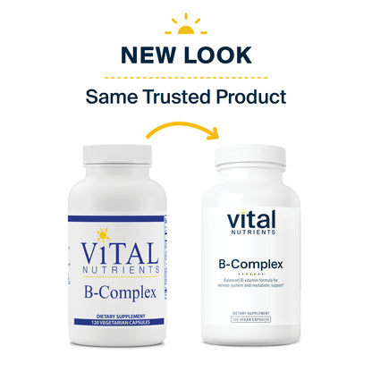 Vital Nutrients - B-Complex - Balanced High Potency B Vitamin Complex - Supports Energy Production, Metabolism and Heart Health - 120 Vegetarian Capsules