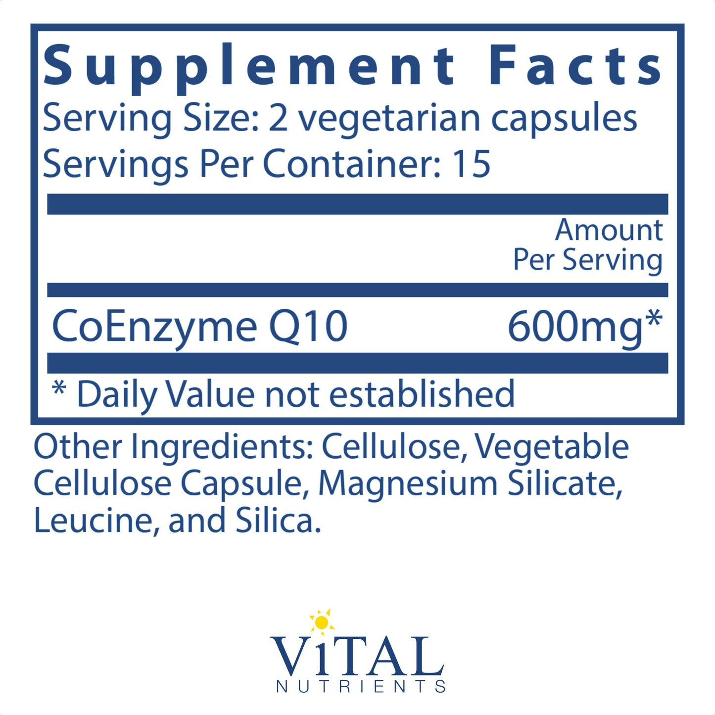 Vital Nutrients - CoEnzyme Q10 - CoQ10 - Potent Antioxidant - 30 Vegetarian Capsules per Bottle - 300 mg