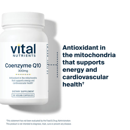 Vital Nutrients - CoEnzyme Q10 - CoQ10 - Potent Antioxidant - 30 Vegetarian Capsules per Bottle - 300 mg