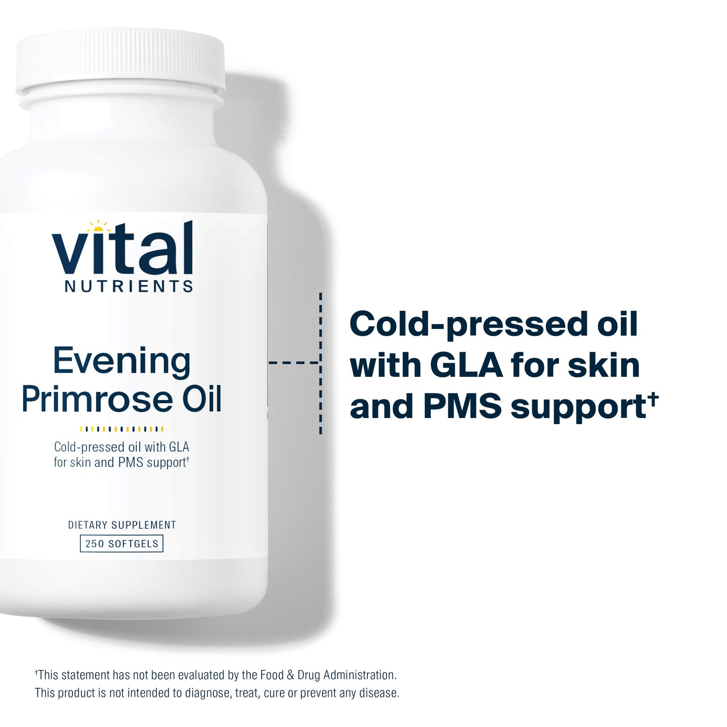 Vital Nutrients - Evening Primrose Oil 1000 mg - Cold-Pressed Oil That Contains GLA, an Essential Omega-6 Fatty Acid - 250 Softgels