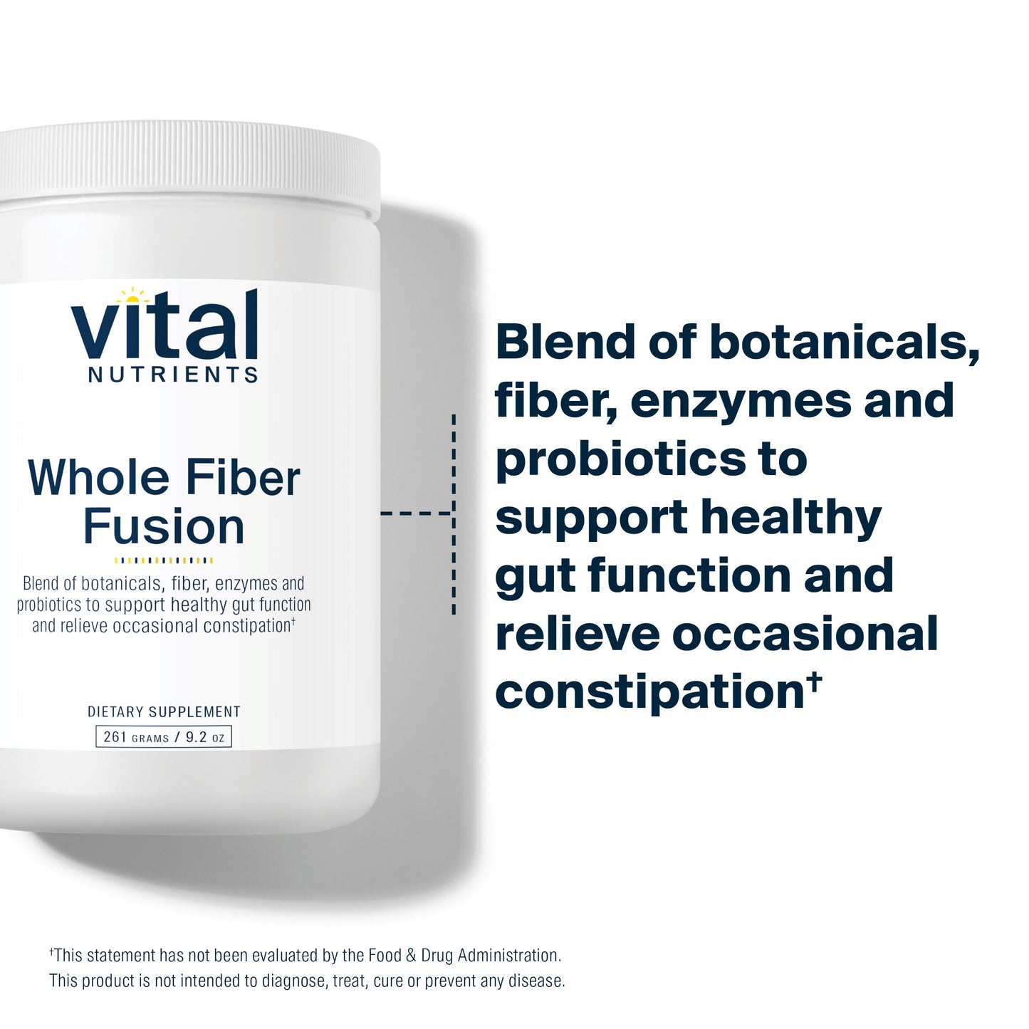Vital Nutrients - Whole Fiber Fusion Powder - Natural Source of Dietary Fiber - Vegetarian - 261 Grams