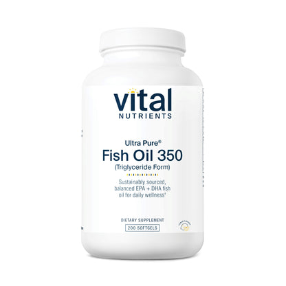 Vital Nutrients - Ultra Pure Fish Oil 350 (Pharmaceutical Grade) - Wild Caught Deep Sea Fish Oil, Cardiovascular Support, Natural Lemon Flavor - 200 Softgels