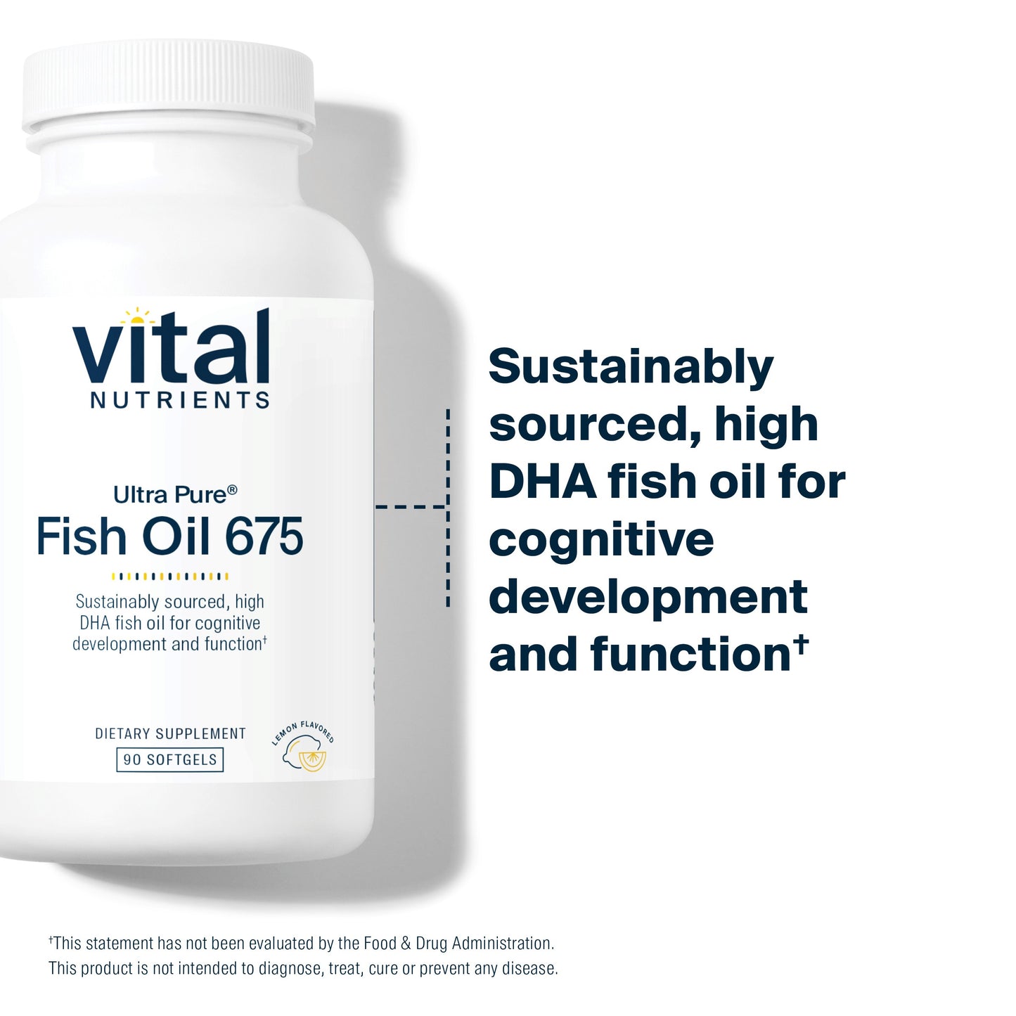 Vital Nutrients - Ultra Pure Fish Oil 675 High Omega-3 DHA (Pharmaceutical Grade) - Hi-Potency Wild Caught Deep Sea Fish Oil, Cardiovascular Support, Lemon Flavor - 90 Softgels per Bottle