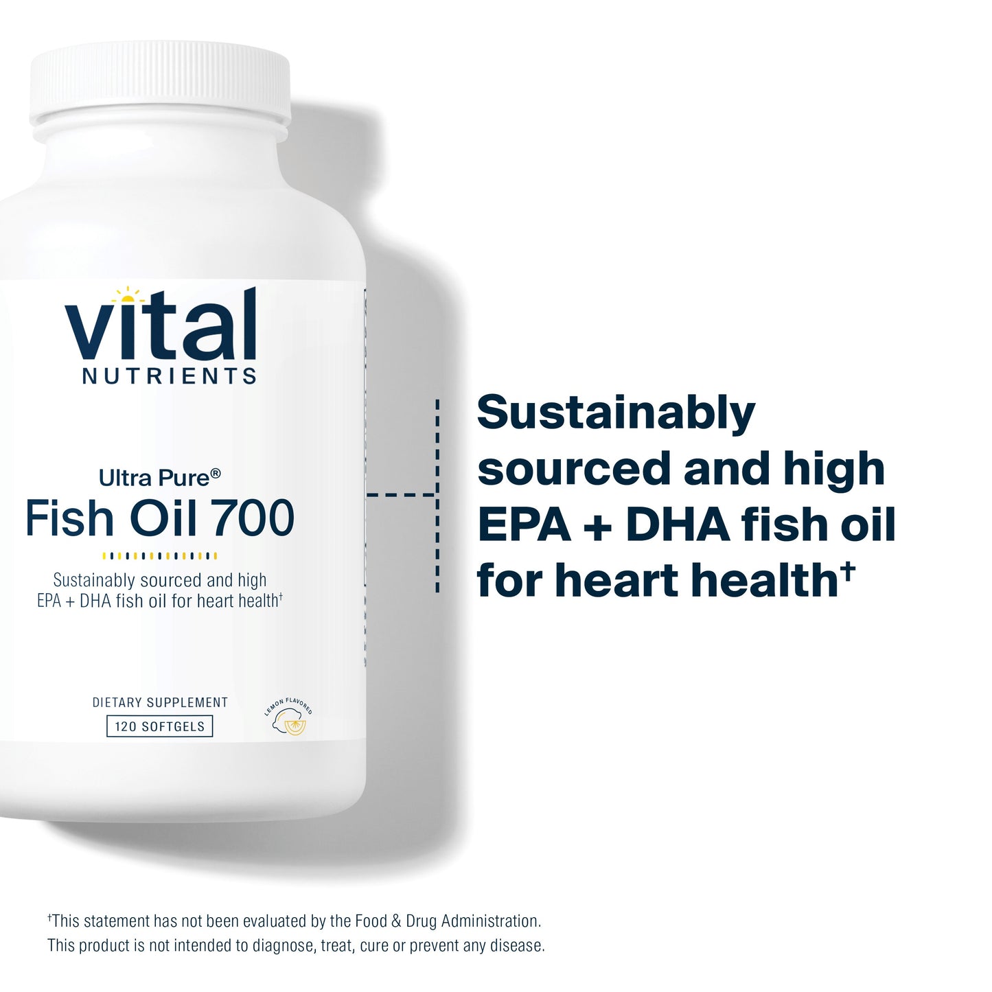 Vital Nutrients - Ultra Pure Fish Oil 700 (Pharmaceutical Grade) - Hi-Potency Wild Caught Deep Sea Fish Oil, Cardiovascular Support with EPA and DHA - 120 Softgels