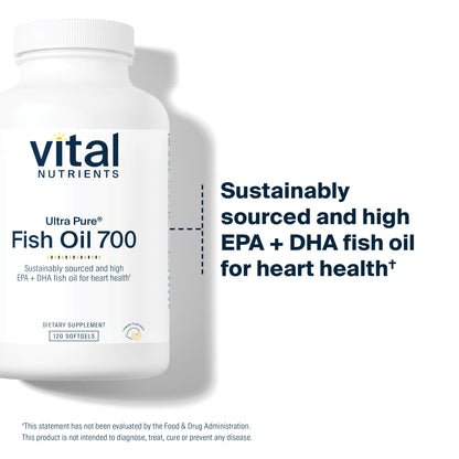 Vital Nutrients - Ultra Pure Fish Oil 700 (Pharmaceutical Grade) - Hi-Potency Wild Caught Deep Sea Fish Oil, Cardiovascular Support with EPA and DHA - 120 Softgels