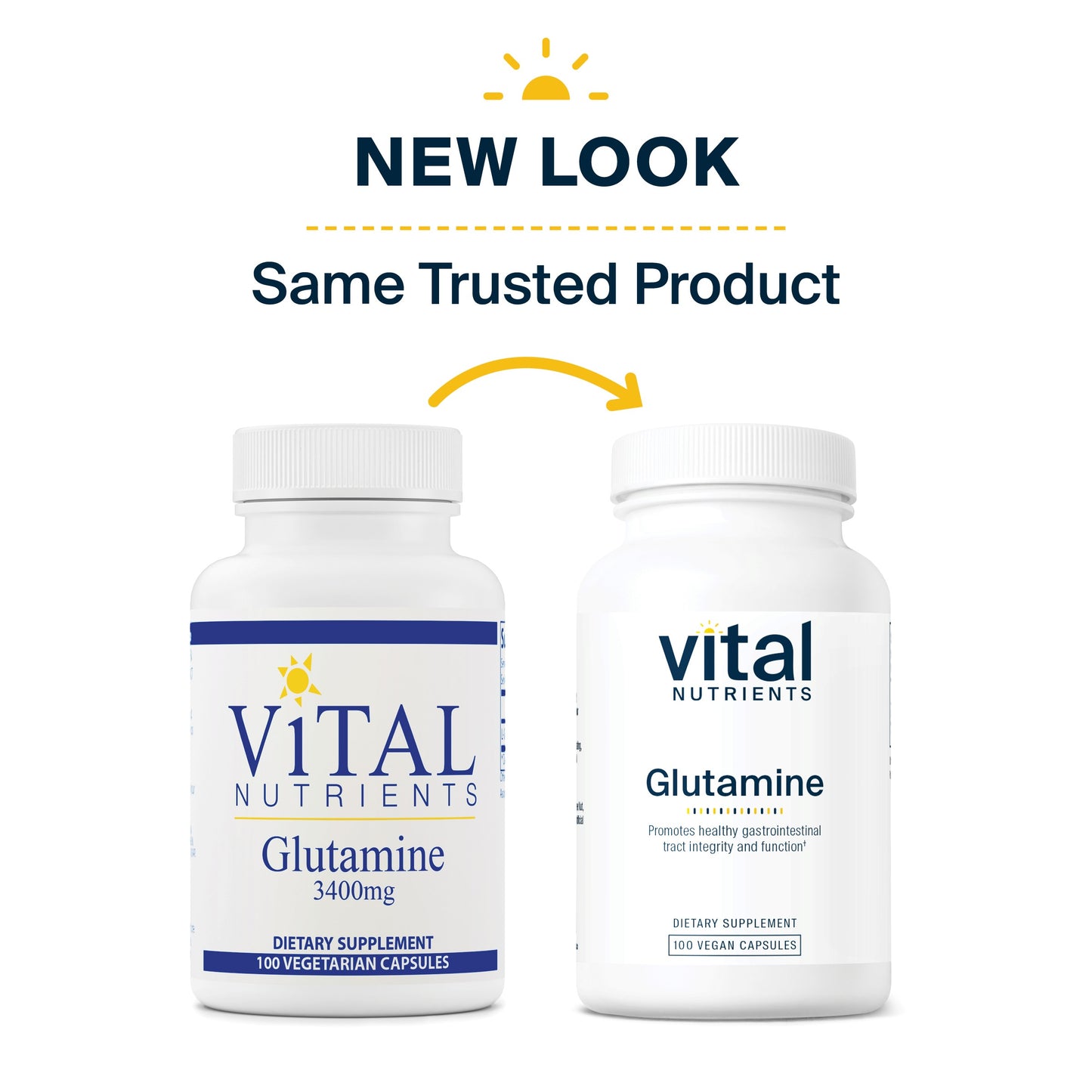 Vital Nutrients - Glutamine - Gastrointestinal and Immune Support - 100 Vegetarian Capsules per Bottle - 3400 mg