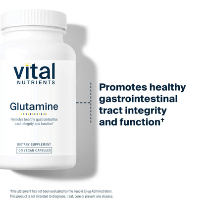 Vital Nutrients - Glutamine - Gastrointestinal and Immune Support - 100 Vegetarian Capsules per Bottle - 3400 mg
