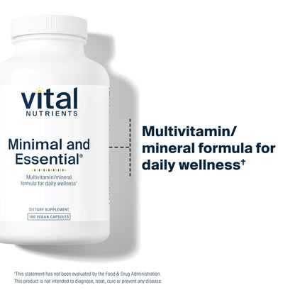 Vital Nutrients - Minimal and Essential - One a Day Multivitamin/Mineral and Antioxidant Formula - 180 Vegetarian Capsules