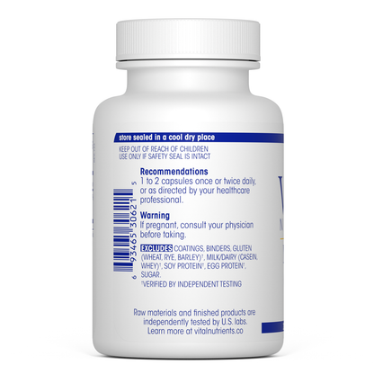 Vital Nutrients Magnesium Glycinate and Malate | Vegan Supplement to Support Stress Relief, Bones, Sleep and Heart Health | Gluten, Dairy and Soy Free | 120mg | 200 Vegetarian Capsules