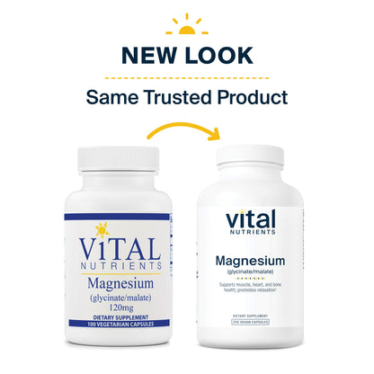 Vital Nutrients Magnesium Glycinate and Malate | Vegan Supplement to Support Stress Relief, Bones, Sleep and Heart Health | Gluten, Dairy and Soy Free | 120mg | 200 Vegetarian Capsules