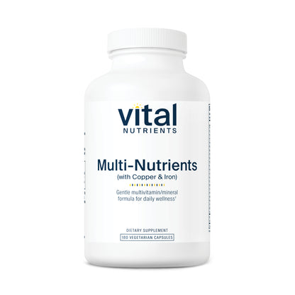 Vital Nutrients - Multi-Nutrients 4 - Citrate/Malate Formula (with Copper and Iron) - Multi-Vitamin/Mineral Formula with Potent Antioxidants - Bioavailable Form - 180 Vegetarian Capsules per Bottle