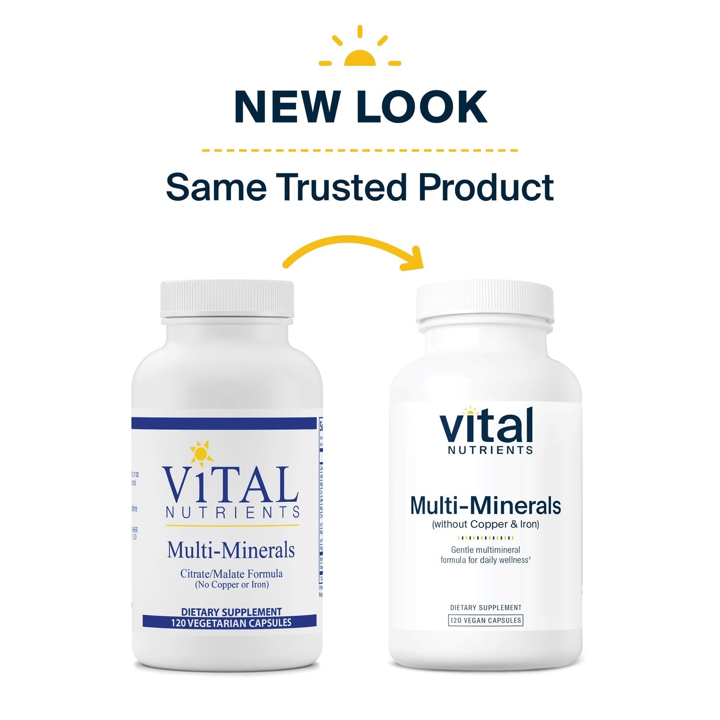 Vital Nutrients - Multi-Minerals - Citrate/Malate Formula (No Copper or Iron) - High Potency Gentle Formula with High Nutritional Value - 120 Vegetarian Capsules per Bottle