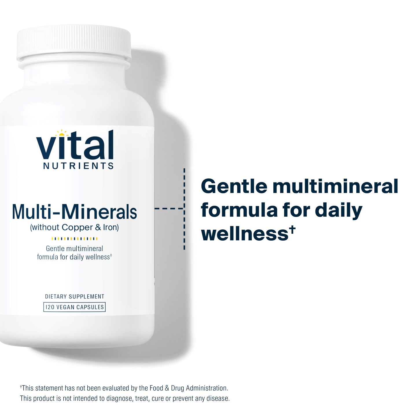 Vital Nutrients - Multi-Minerals - Citrate/Malate Formula (No Copper or Iron) - High Potency Gentle Formula with High Nutritional Value - 120 Vegetarian Capsules per Bottle