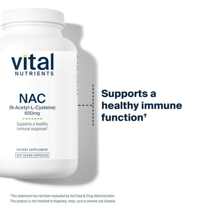 Vital Nutrients NAC | N-Acetyl Cysteine | Vegan Supplement | Supporting Sinus and Respiratory Health | 600mg | Gluten, Dairy, and Soy Free | 200 Vegetarian Capsules
