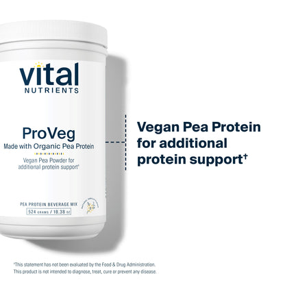 Vital Nutrients - ProVeg - Organic Pea Protein with Natural Vanilla Flavor - Vegetarian - 524 Grams per Bottle