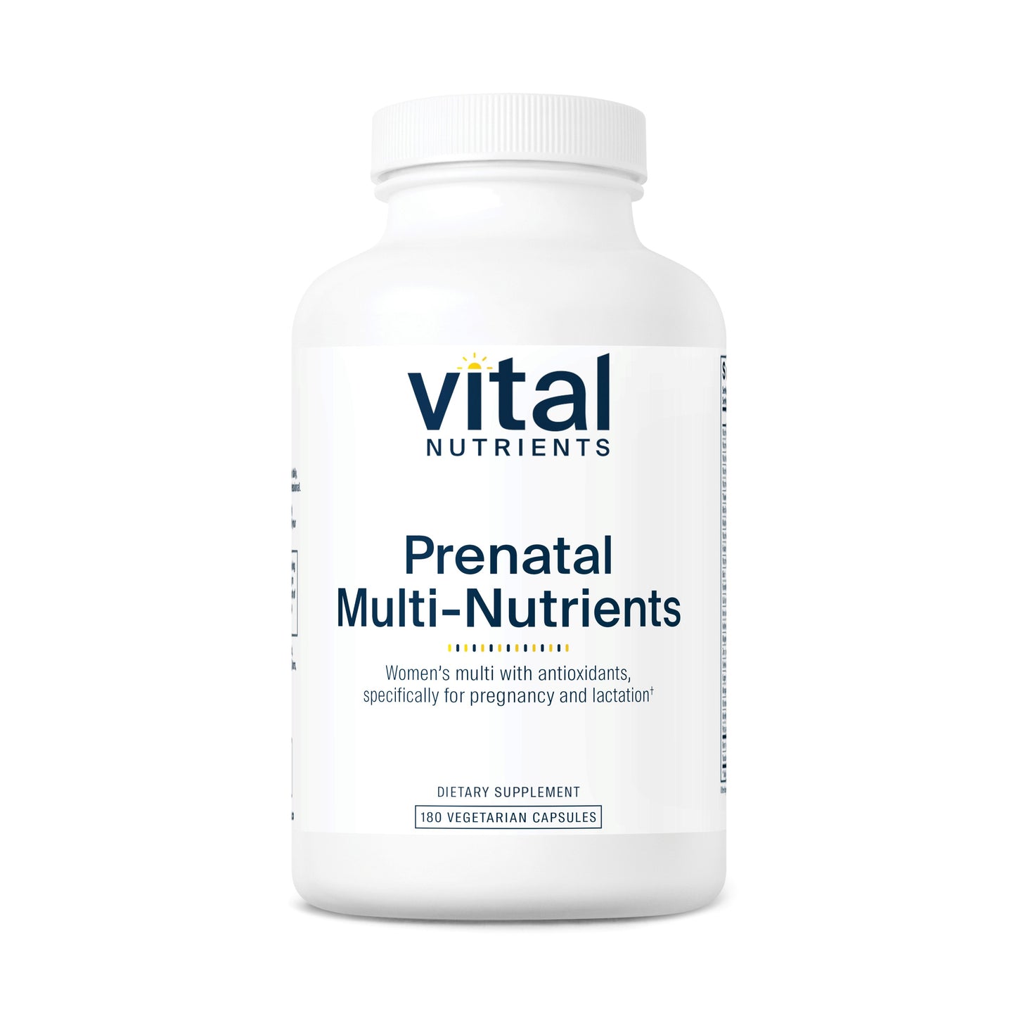 Vital Nutrients - PreNatal Multi-Nutrients - Women's Multi-Vitamin/Mineral Formula with Potent Antioxidants - 180 Vegetarian Capsules per Bottle