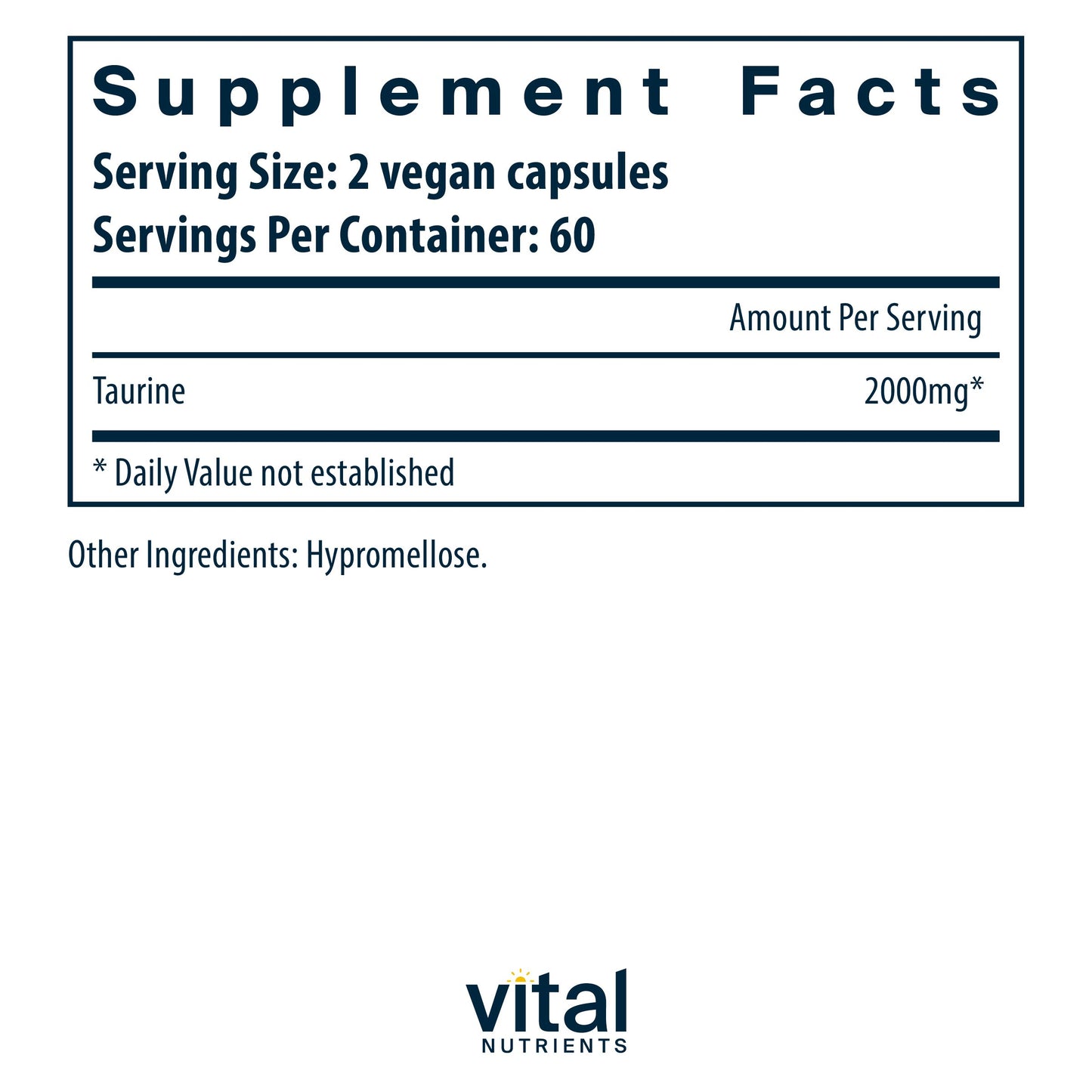 Vital Nutrients - Taurine - Supports Healthy Heart Function - 120 Vegetarian Capsules per Bottle - 1000 mg