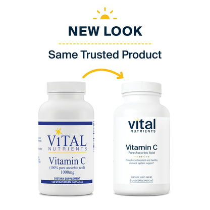 Vital Nutrients - Vitamin C 1000 mg (100% Pure Ascorbic Acid) - Potent Antioxidant to Support Iron Absorption - 120 Vegetarian Capsules