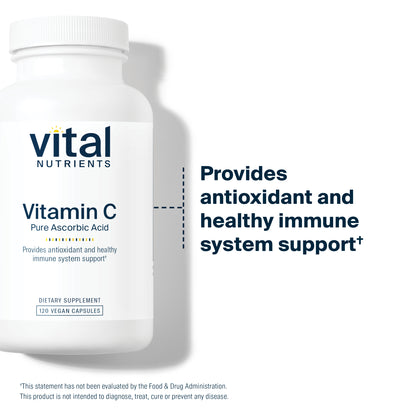 Vital Nutrients - Vitamin C 1000 mg (100% Pure Ascorbic Acid) - Potent Antioxidant to Support Iron Absorption - 120 Vegetarian Capsules
