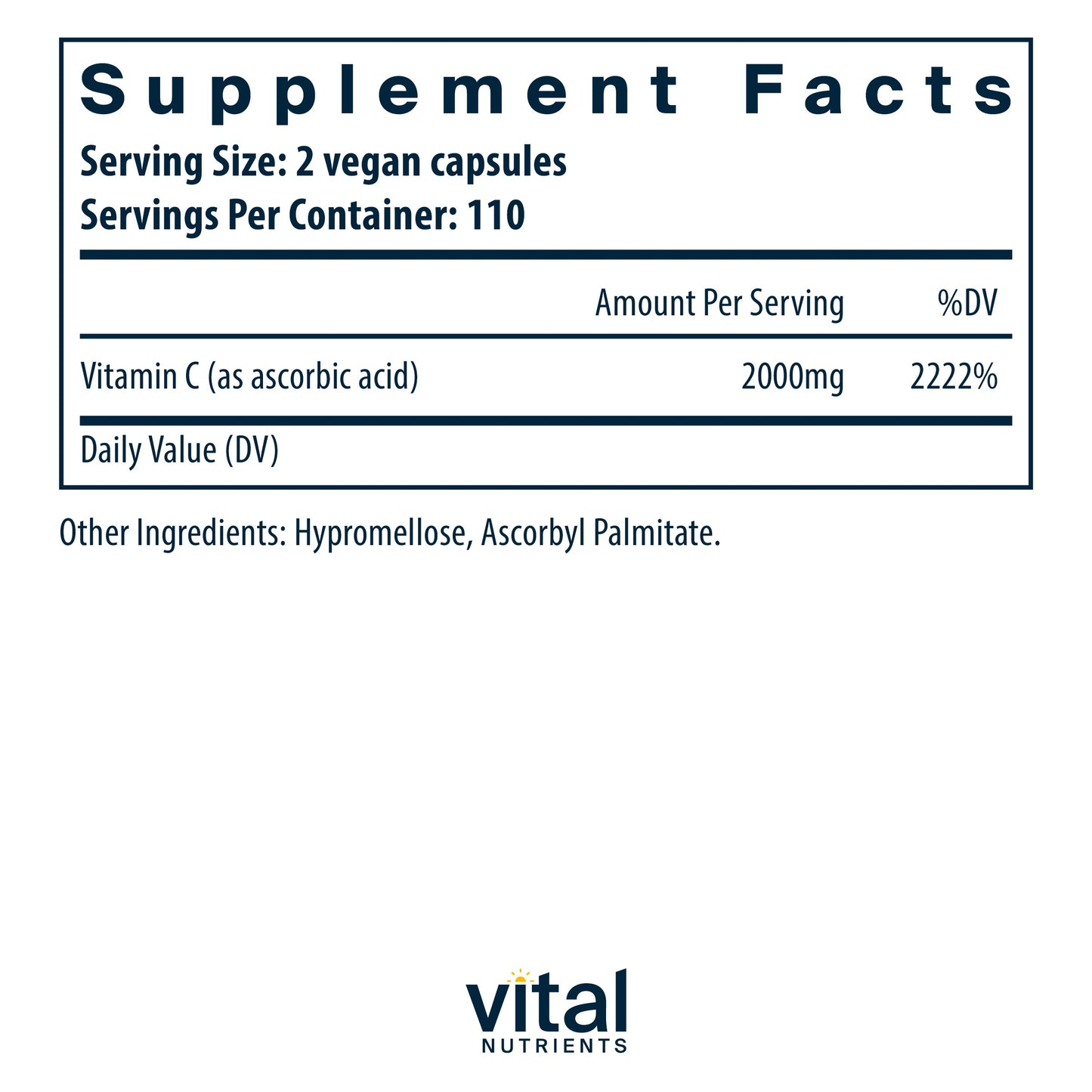 Vital Nutrients - Vitamin C 1000 mg (100% Pure Ascorbic Acid) - Potent Antioxidant to Support Iron Absorption - 220 Vegetarian Capsules