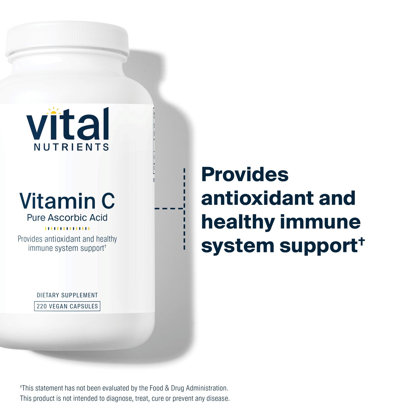 Vital Nutrients - Vitamin C 1000 mg (100% Pure Ascorbic Acid) - Potent Antioxidant to Support Iron Absorption - 220 Vegetarian Capsules