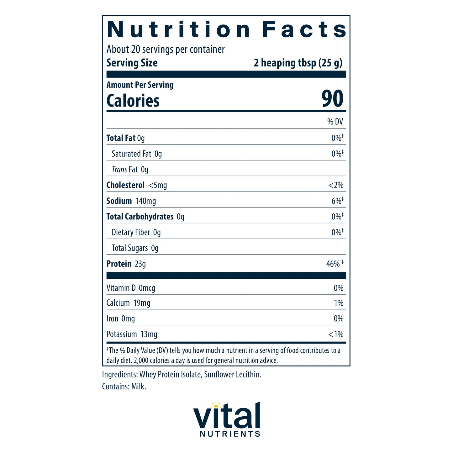 Vital Nutrients - ProWhey - Whey Protein Beverage Mix - Plain - 500 Grams per Bottle