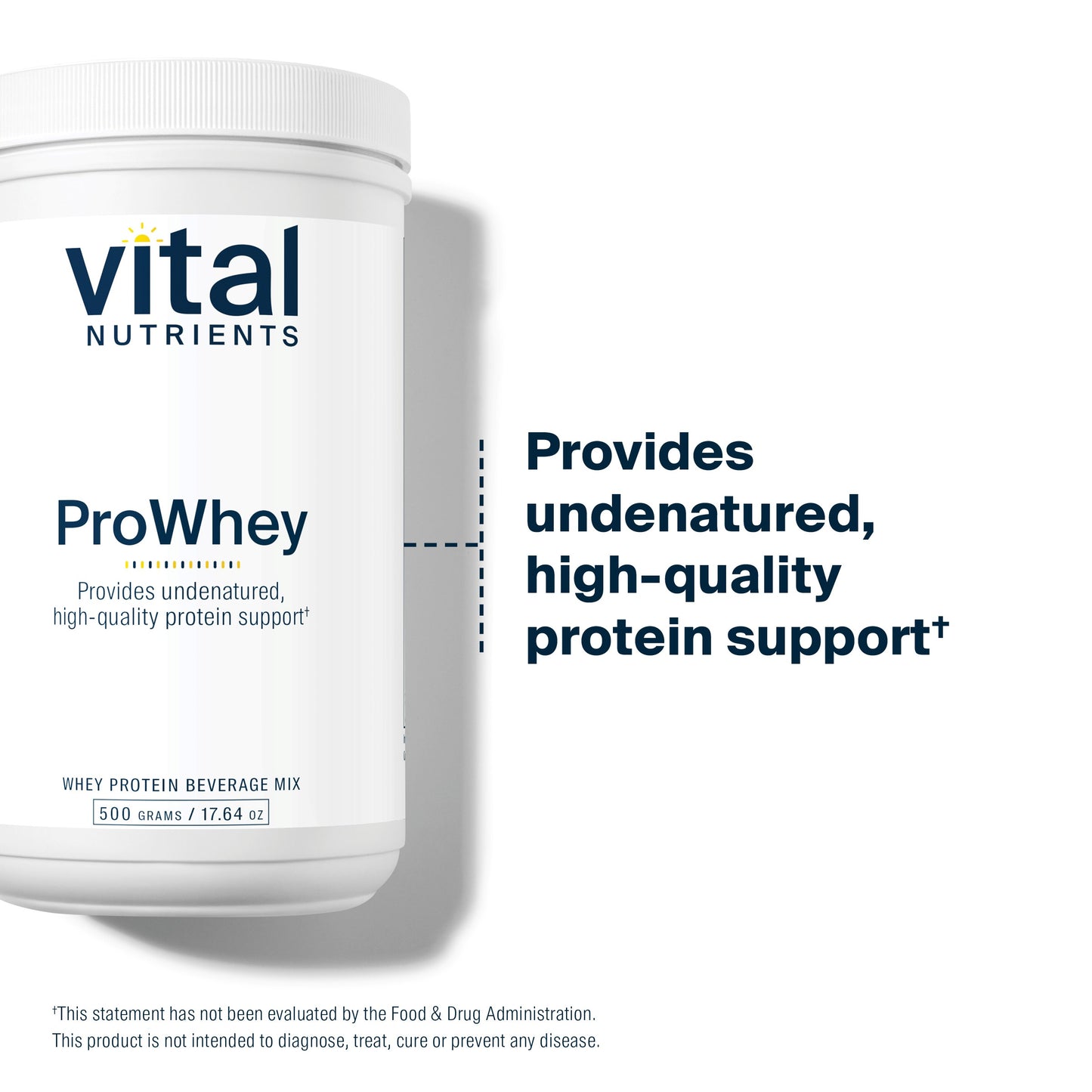 Vital Nutrients - ProWhey - Whey Protein Beverage Mix - Plain - 500 Grams per Bottle