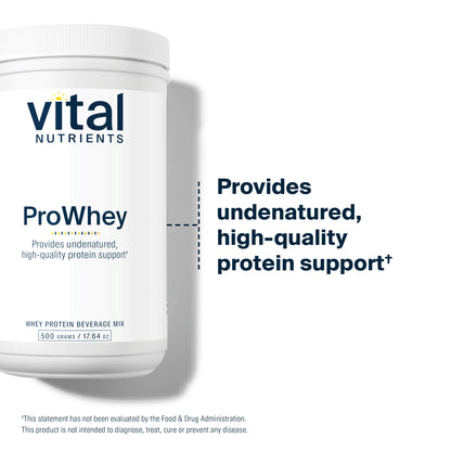 Vital Nutrients - ProWhey - Whey Protein Beverage Mix - Plain - 500 Grams per Bottle