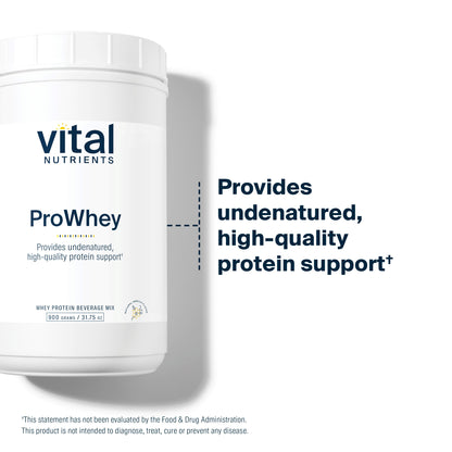 Vital Nutrients - ProWhey - Whey Protein Beverage Mix - Natural Vanilla Flavor - 900 Grams per Bottle