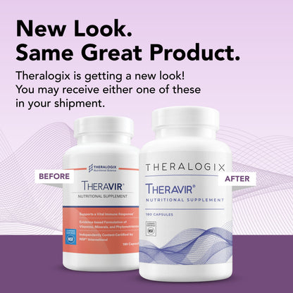 Theralogix Theravir Immune Support Supplement - 90-Day Supply - Immune Support Supplement for Women & Men - Includes Vitamin D3, Vitamin C, Zinc, Quercetin & Melatonin - NSF Certified - 180 Capsules