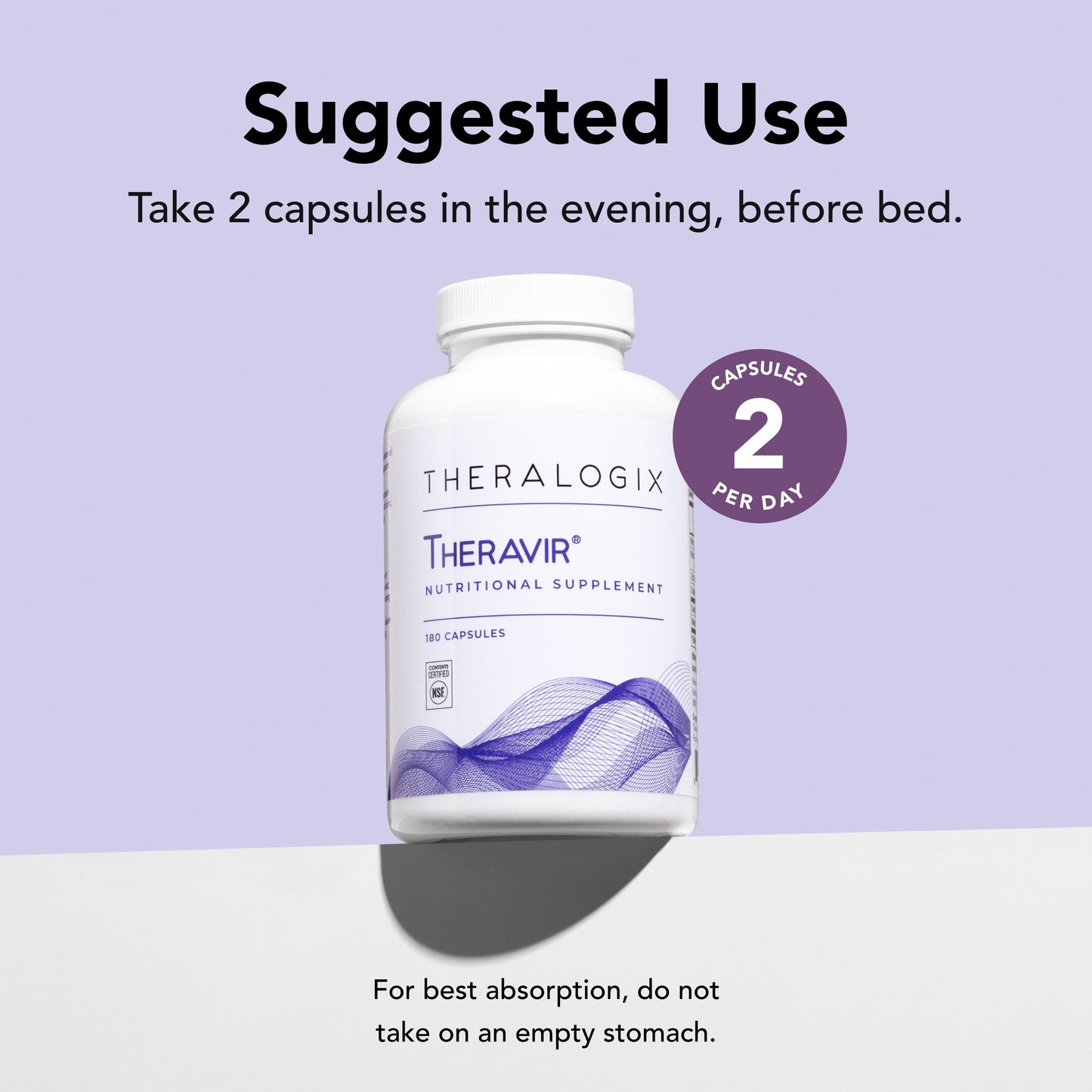 Theralogix Theravir Immune Support Supplement - 90-Day Supply - Immune Support Supplement for Women & Men - Includes Vitamin D3, Vitamin C, Zinc, Quercetin & Melatonin - NSF Certified - 180 Capsules