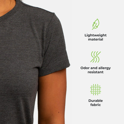 Cariloha Women's Bamboo Athletic Crew - Moisture Wicking Workout T Shirt - Large - Carbon Heather