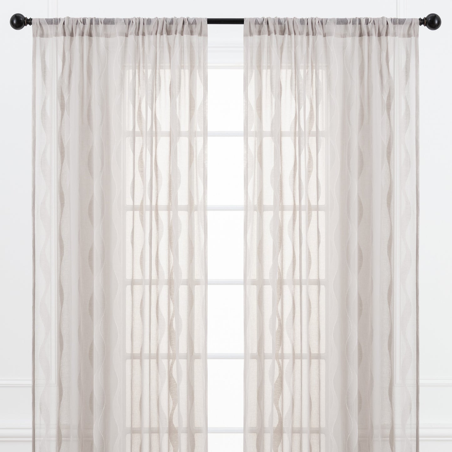 Chanasya Taupe Sheer Curtains - Wave Textured Voile Curtain for Living Room Bedroom Kitchen Windows - Light Filtering Elegant Decor Window Drapes with Rod Pocket - 84 Inches Long - 2 Panel Set
