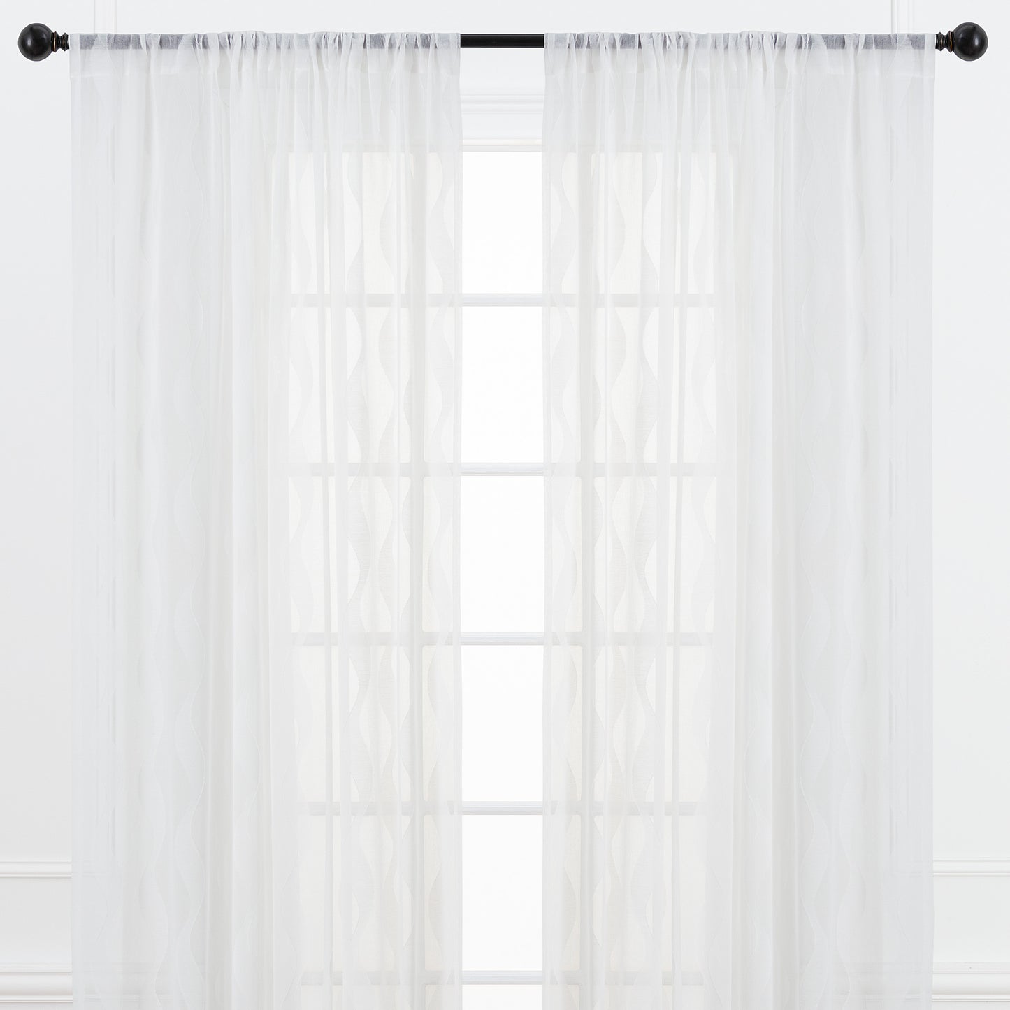 Chanasya White Sheer Curtains - Wave Textured Voile Curtain for Living Room Bedroom Kitchen Windows - Light Filtering Elegant Decor Window Drapes with Rod Pocket - 108 Inches Long - 2 Panel Set