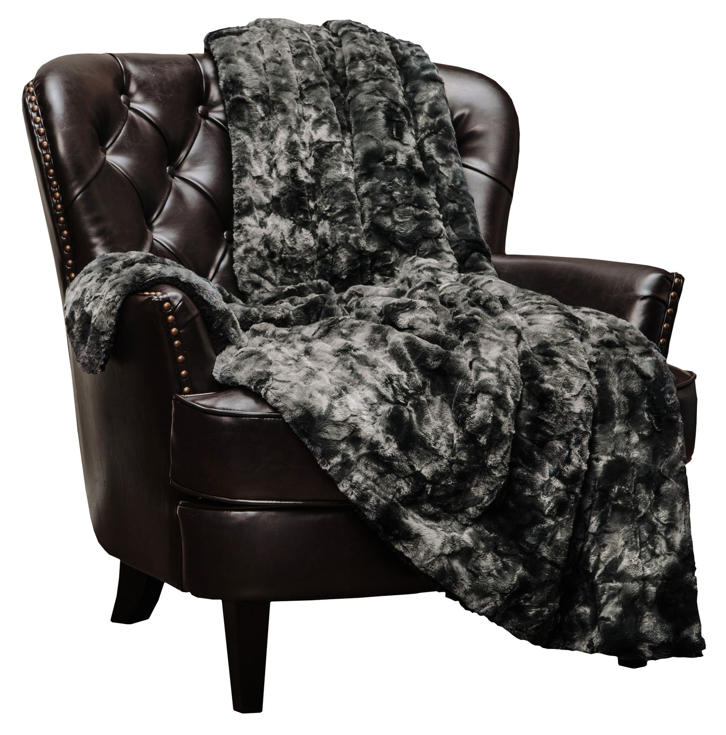 Chanasya Super Soft Fuzzy Faux Fur Throw Blankets - Fluffy Plush Lightweight Cozy Snuggly with Sherpa for Couch Sofa Living Room Bedroom - Dark Fall & Winter Home Decor (50x65 Inches) Black Blanket