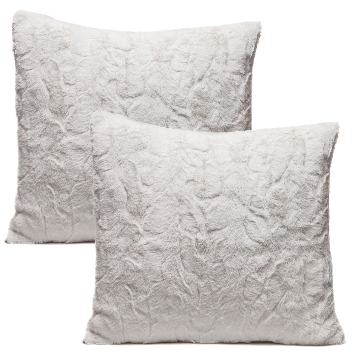Chanasya Super Soft Fuzzy Faux Fur Cozy Warm Fluffy White Fur Throw Pillow Cover Pillow Sham - White Pillow Sham 18x18 Inches(Pillow Insert Not Included) Wavy Fur Pattern 2-Pack
