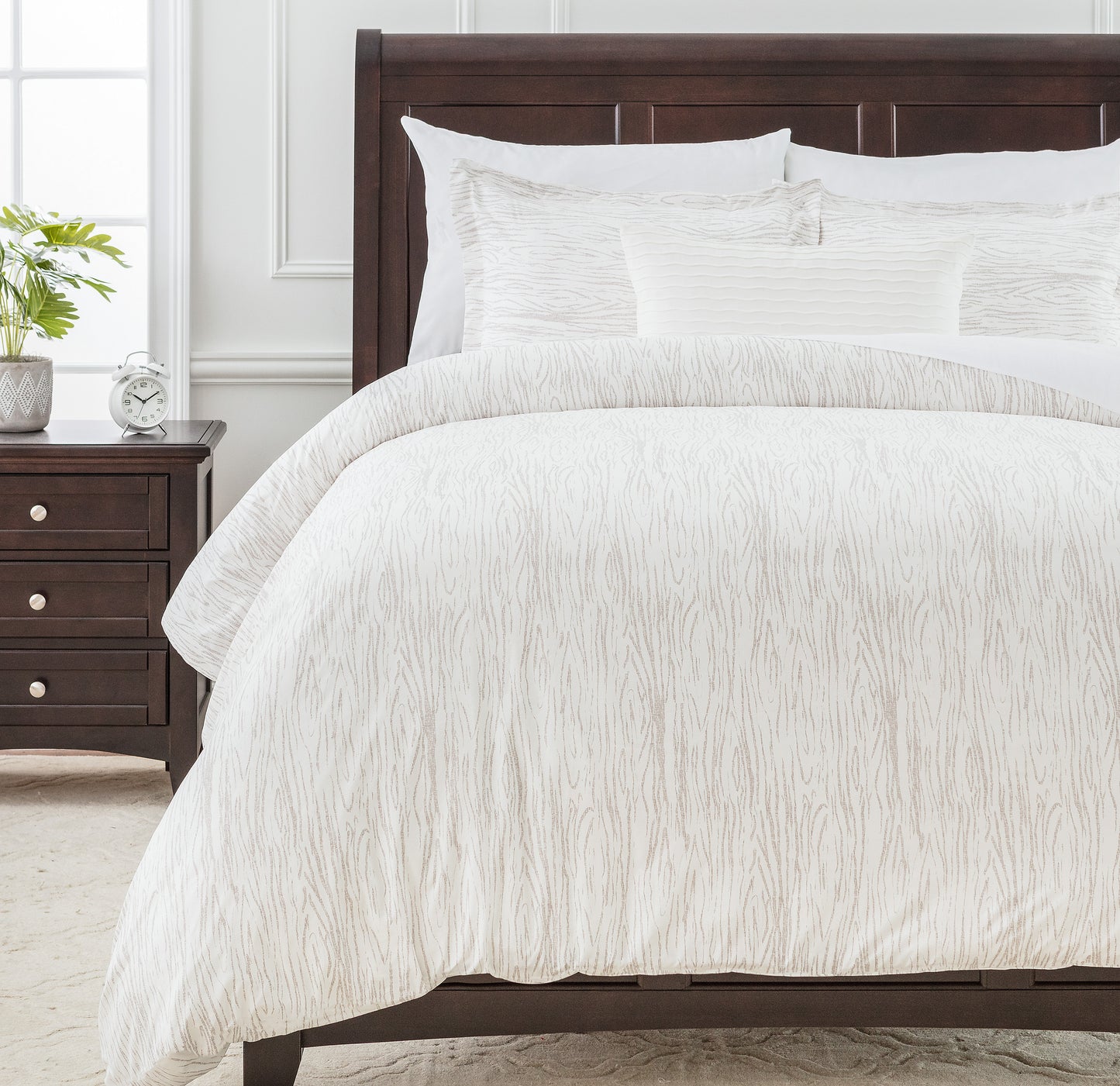 Chanasya Taupe Woodgrain Duvet Comforter Cover Bedding Set Queen Size - Wood Print 3-Piece Set Elegant Nature Inspired Microfiber Printed Bedcover - Ultra Soft Lightweight Breathable Stain Resistant