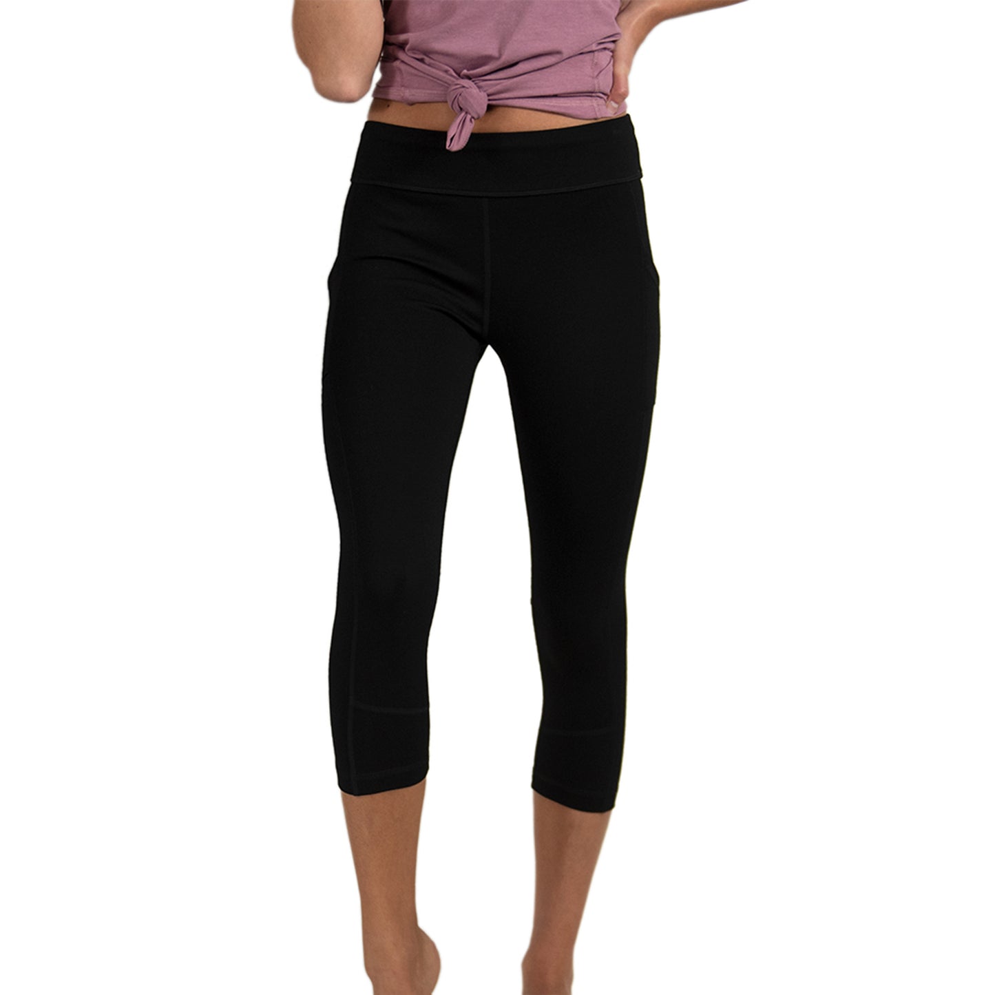Cariloha Bamboo Pieced Athletic Cropped Legging - Soft Workout Leggings for Women with Pockets - Small - Black