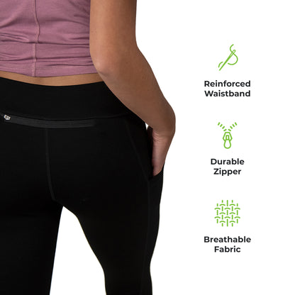 Cariloha Bamboo Pieced Athletic Cropped Legging - Soft Workout Leggings for Women with Pockets - Medium - Black