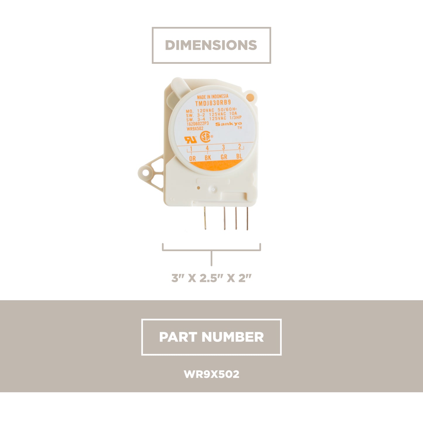 GE Appliances WR9X502 Refrigerator Defrost Timer