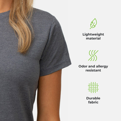Cariloha Women's Bamboo Crew Tee - Plain, Soft Moisture Wicking T Shirt - Small - Navy Heather
