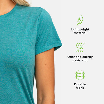 Cariloha Women's Bamboo Crew Tee - Plain, Soft Moisture Wicking T Shirt - XXX-Large - Tropical Teal Heather